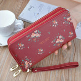Women's Double Zipper Clutch Bag Long Print Large Capacity Wallet