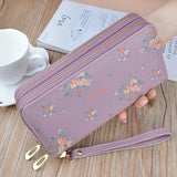Women's Double Zipper Clutch Bag Long Print Large Capacity Wallet