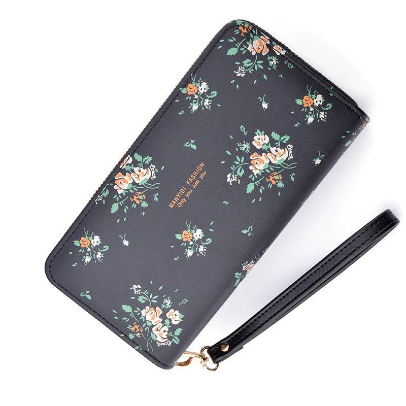 Women's Double Zipper Clutch Bag Long Print Large Capacity Wallet