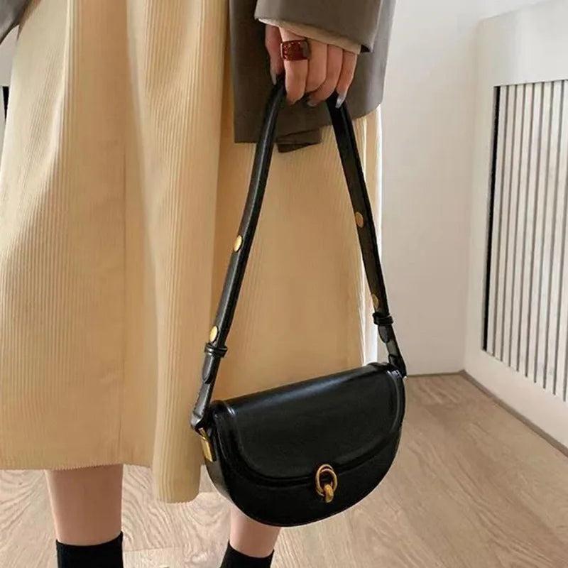 Toptrends Saddle Small Crossbody Bags For Women PU Leather Shoulder Bag