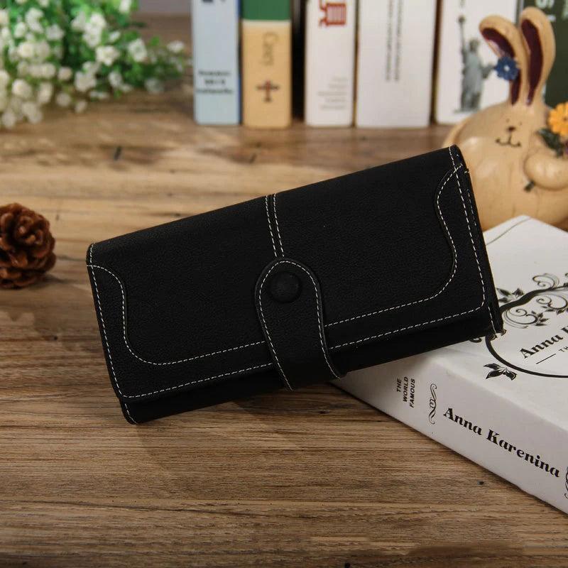 Okolive WB0005 Women Long Retro Frosted Embroidered Wallet Handbag