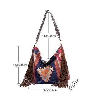Hand-made Canvas Linen Women Beach Shoulder Bag Bohemian Style Shopper Bag