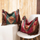 Hand-made Canvas Linen Women Beach Shoulder Bag Bohemian Style Shopper Bag