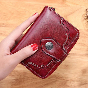 Women Vintage Short Wallet PU Leather Purse Clutch Cardholder Coin Purse