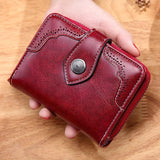 Women Vintage Short Wallet PU Leather Purse Clutch Cardholder Coin Purse