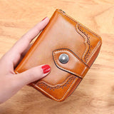 Women Vintage Short Wallet PU Leather Purse Clutch Cardholder Coin Purse