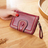 Women Oil Wax Vintage PU Leather Short Wallet Ladies Pocket Purse Clutch Coin ID