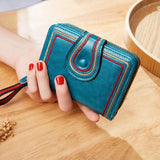 Women Oil Wax Vintage PU Leather Short Wallet Ladies Pocket Purse Clutch Coin ID