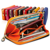 RFID Blocking Women's Leather Wallet Zipper Phone Purse