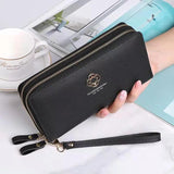 Women's Long Clutch Bag Star Print Double Zipper Hand Strap Wallet 892