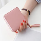 Soft Square Women Wallet with Tassel Drop and Smooth Zipper Closure