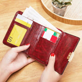 Retro Oil Wax Leather Multi-slot Card Bag Zipper Ladies Purse