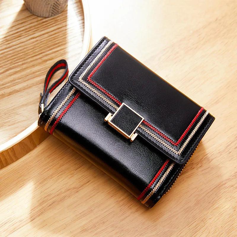 Retro Oil Wax Leather Multi-slot Card Bag Zipper Ladies Purse