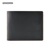 Vintage Crazy Horse Leather Wallet For Men Bifold Male Purse Slim Men Wallets