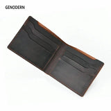 Vintage Crazy Horse Leather Wallet For Men Bifold Male Purse Slim Men Wallets