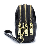 Women Leather Clutch Wallet Large Capacity Three-Zipper Long Money Bag Purse