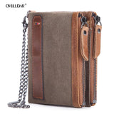 RFID Vintage Men Wallet Short Leather Zipper Casual Wallet Male Purse
