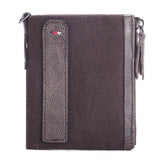 RFID Vintage Men Wallet Short Leather Zipper Casual Wallet Male Purse
