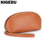 Vintage Leather Women Wallet Long Zipper Wristlet Bag Cowhide Lady Clutch Purse