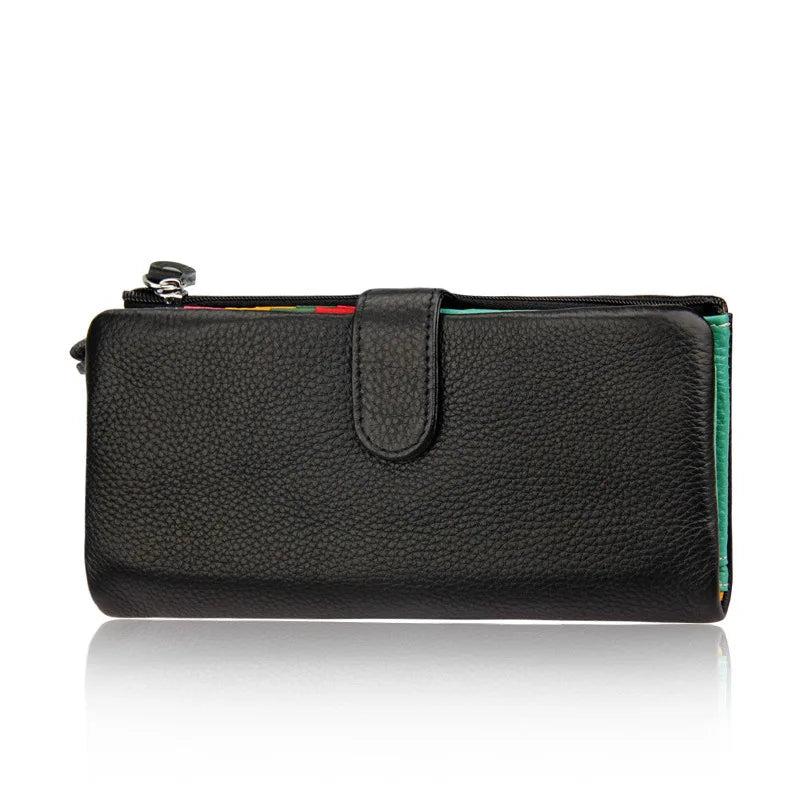 High Cow Leather Wallets Female Long Wallet Women Zipper Purse Money Bag