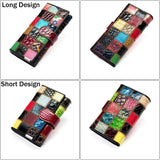 Leather Women Clutch Wallet Patchwork Real Leather Long Purse Phone Pocket