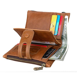 RFID Zipper Purse Hot Leather Wallet Men Women Dual Use Short Purse