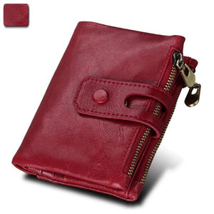RFID Zipper Purse Hot Leather Wallet Men Women Dual Use Short Purse