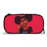 African Girls Prints Pencil Case Pen Box Women Cosmetic Bags