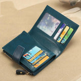 Retro Oil Cowhide Women Wallet Leather Purse Short Zipper Small Coin Wallet