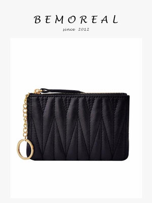 Zipper Organizer Short Purse Mini Money Bag Sheepskin