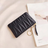 Zipper Organizer Short Purse Mini Money Bag Sheepskin