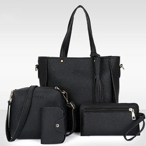 4pcs Women Handbags Solid Retro Hand Bag Four-piece Shoulder Bag