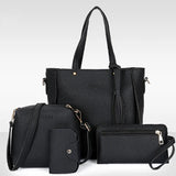 4pcs Women Handbags Solid Retro Hand Bag Four-piece Shoulder Bag