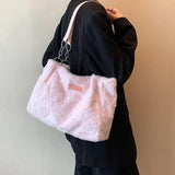 Plush Shoulder Bag Large Capacity Tote Bag for Women