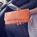 Hollow Tri-Fold Long Retro Wallet, High-Quality Choice for Young Ladies