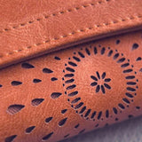 Hollow Tri-Fold Long Retro Wallet, High-Quality Choice for Young Ladies