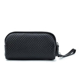 Cowhide Leather Triple Zipper Wallet with Waist Strap Clutch