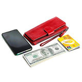 Oil Wax Leather Long Wallet for Women