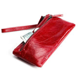 Oil Wax Leather Long Wallet for Women