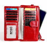 Oil Wax Leather Long Wallet for Women