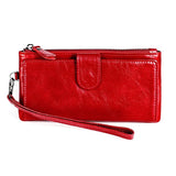 Oil Wax Leather Long Wallet for Women