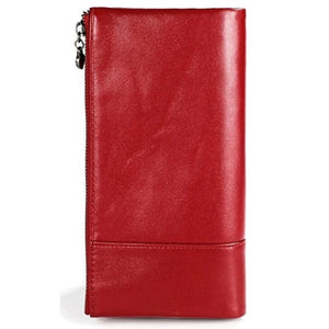 Women Hasp Zipper Cow Leather RFID Wallet