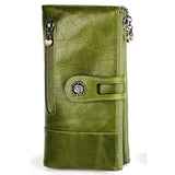 Women Hasp Zipper Cow Leather RFID Wallet