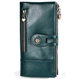 Women Hasp Zipper Cow Leather RFID Wallet