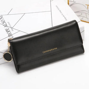 Women's Long Wallet Three Fold Bag Multifunctional Zipper Wallet
