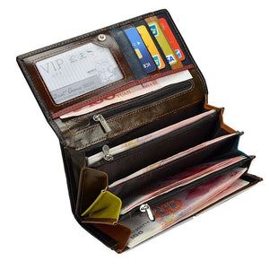 Colorful Long Leather Women's Wallet Clutch