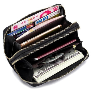 Women Wallet Double Zipper Large Capacity Long Clutch