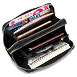 Women Wallet Double Zipper Large Capacity Long Clutch