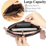 Leather Big Wallet Women Long Wristlet Zipper Purse