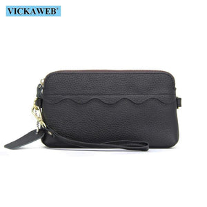 Leather Big Wallet Women Long Wristlet Zipper Purse